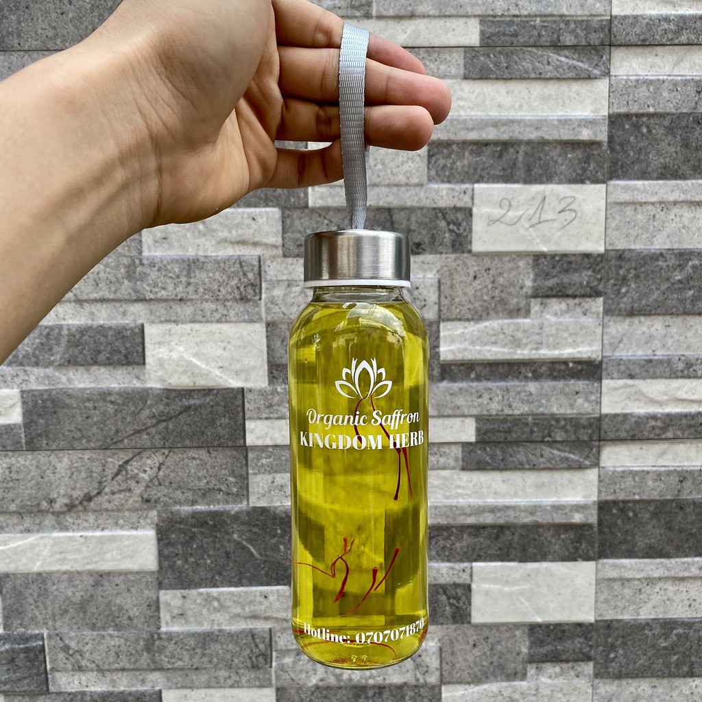 Bình thủy tinh saffron Kingdom cao cấp, chai thủy tinh có nắp đậy, dây xách 500ml | BigBuy360 - bigbuy360.vn