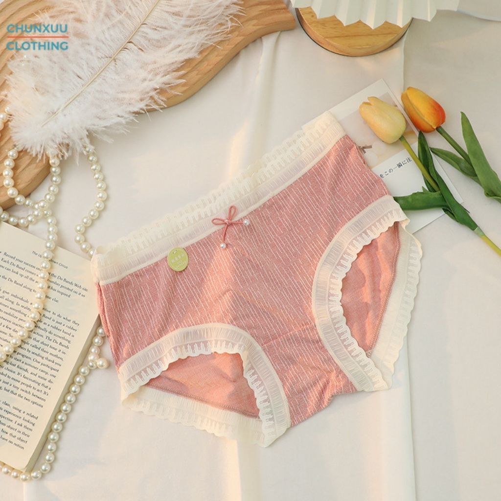 Quần lót nữ cotton cao cấp Chunxuu phối viền ren mềm mại dễ thương - QC50