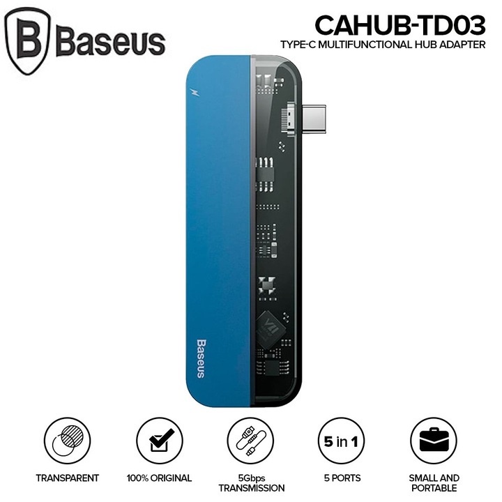 Bộ Hub chuyển đổi 5 trong 1 dùng cho Macbook, iPad Pro Baseus CAHUB-TD03 - Tích hợp cổng HDMI