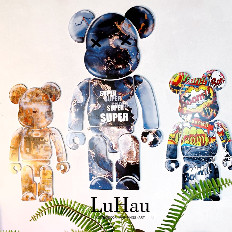 Gấu dán tường B.rick B.ear trang trí quán trà sữa cửa hàng phòng trọ