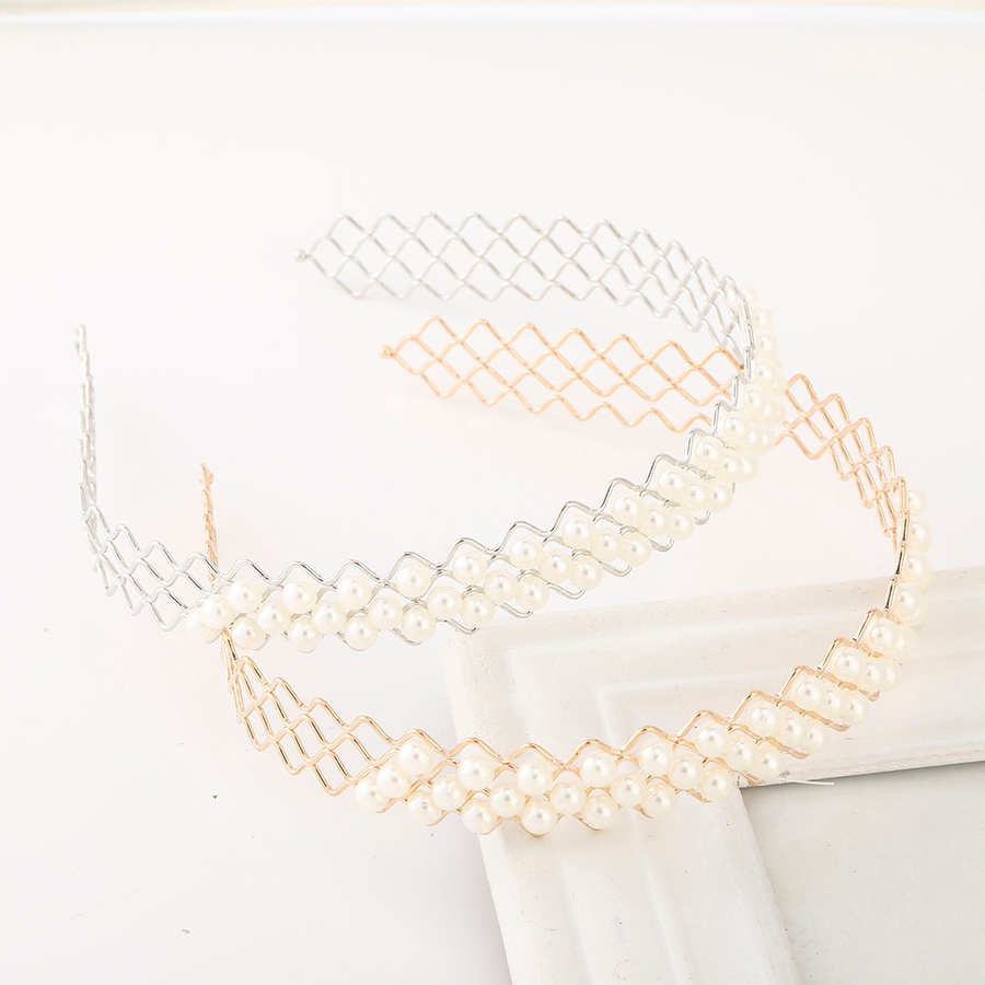 Băng đô kim loại đính ngọc trai nhân tạo phong cách thời trang hàn quốc