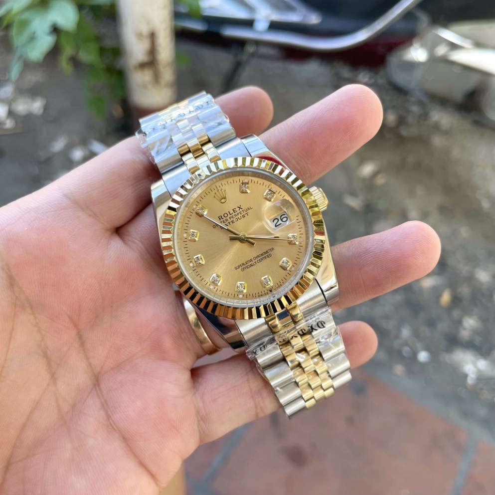 Đồng Hồ Nam RoLex DateJust Sapphire RA22A Mặt VÀNG Máy cơ Automatic Nhật