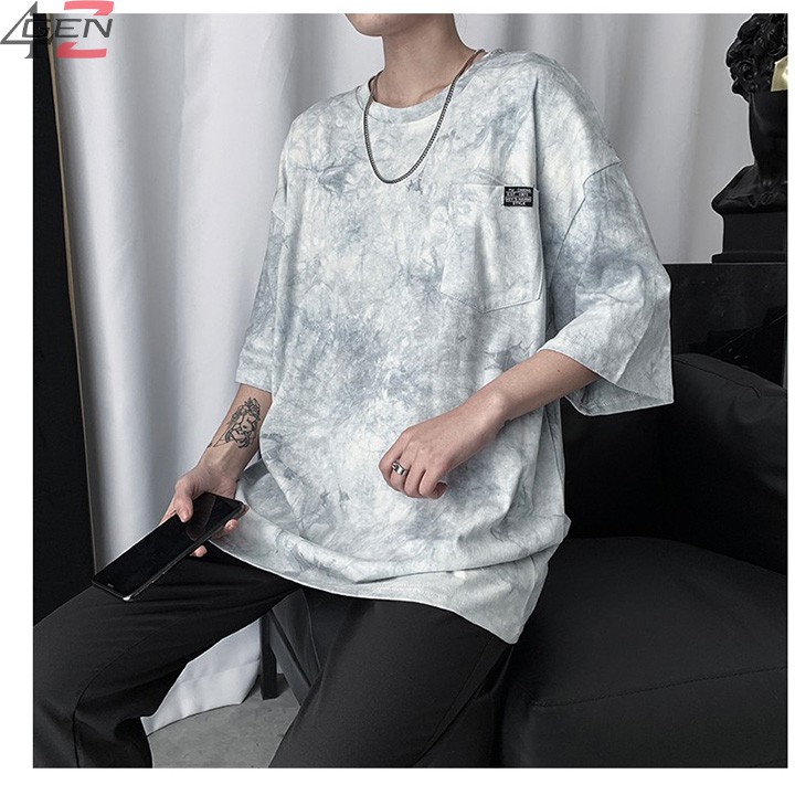 Áo loang màu nam form rộng tay lỡ cổ tròn có túi áo hàng Quảng Châu chất cotton xịn thời trang cá tính 2021