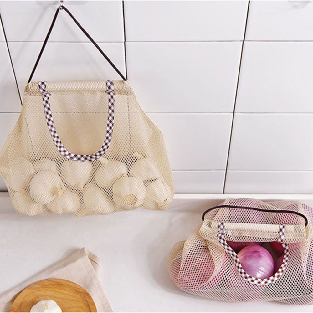 Túi Lưới Polyester Đựng Hành Tỏi Treo Tường Tiết Kiệm Không Gian