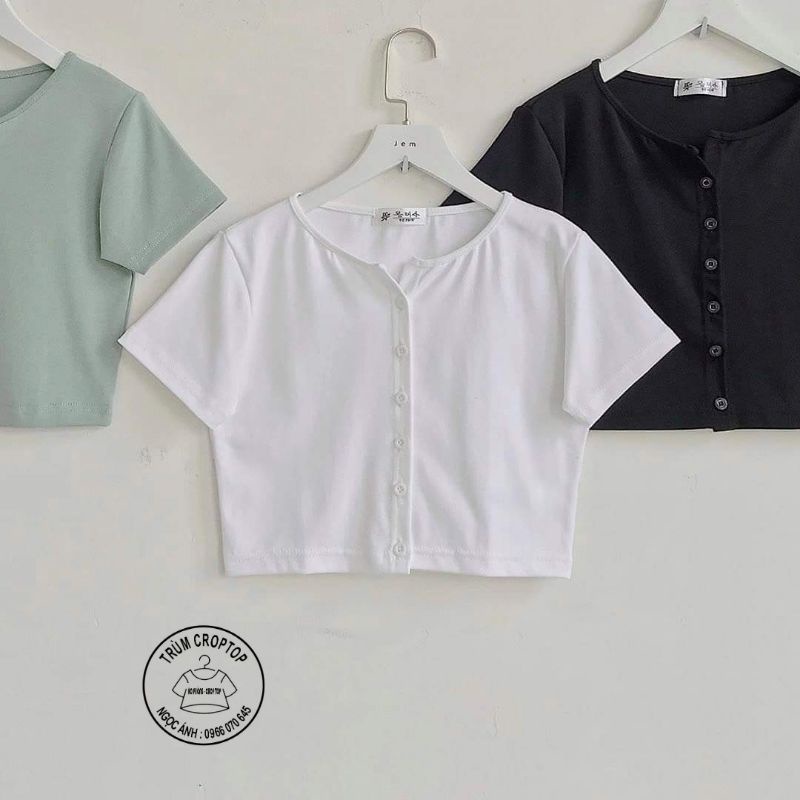 Áo Croptop tay ngắn , Crottop nút gài phông nữ 38-55kg