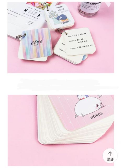 ☘️ Flashcard vuông ☘️ Học từ vựng tiếng anh - nhật - hàn, 80 Tờ - kích thước 7x7cm.