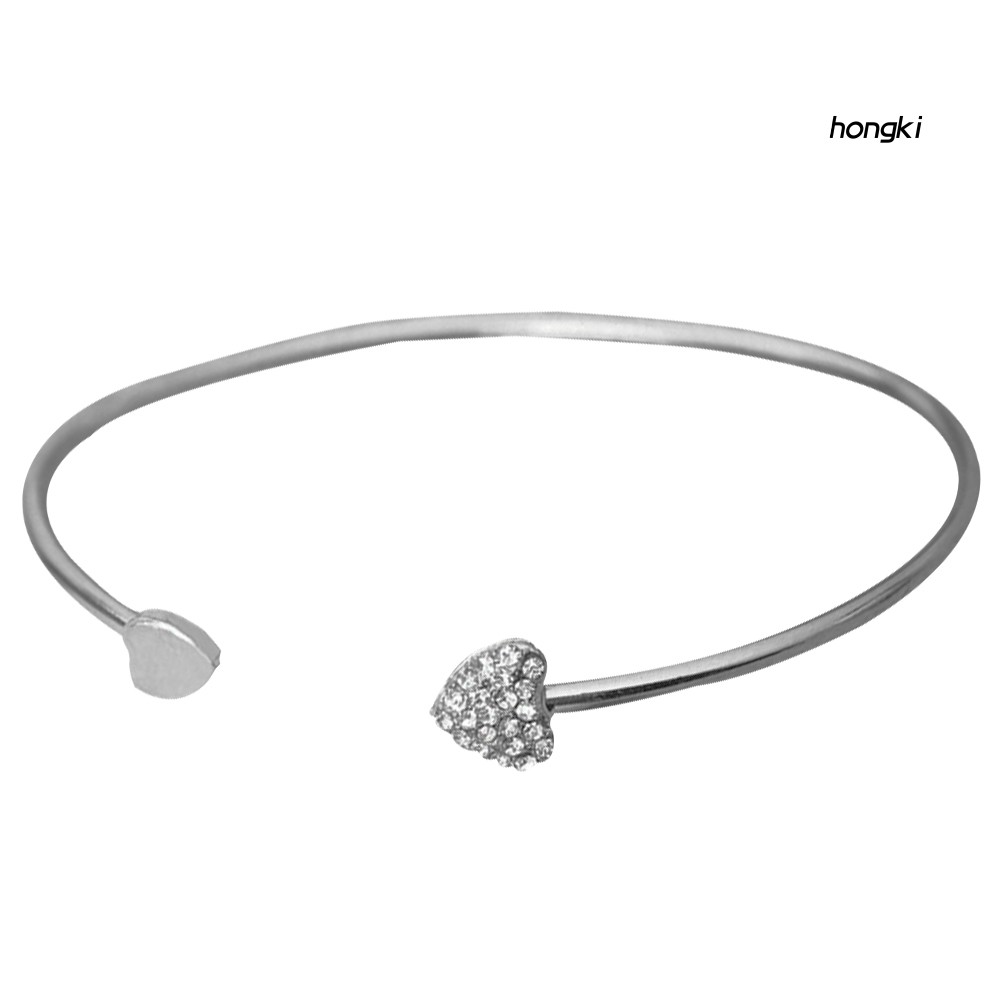 Vòng tay hở hình trái tim đính đá thời trang dành cho nữ