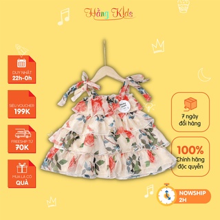 Váy voan bé gái, đầm bé gái 2 dây thắt nơ xòe tầng mặc đi biển đi chơi siêu dễ thương A2