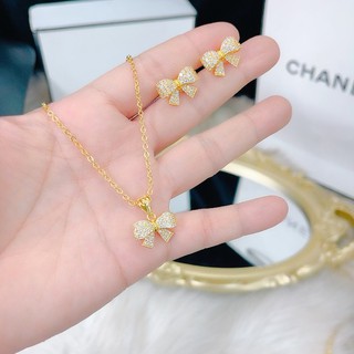 sét trang sức nơ mạ vàng