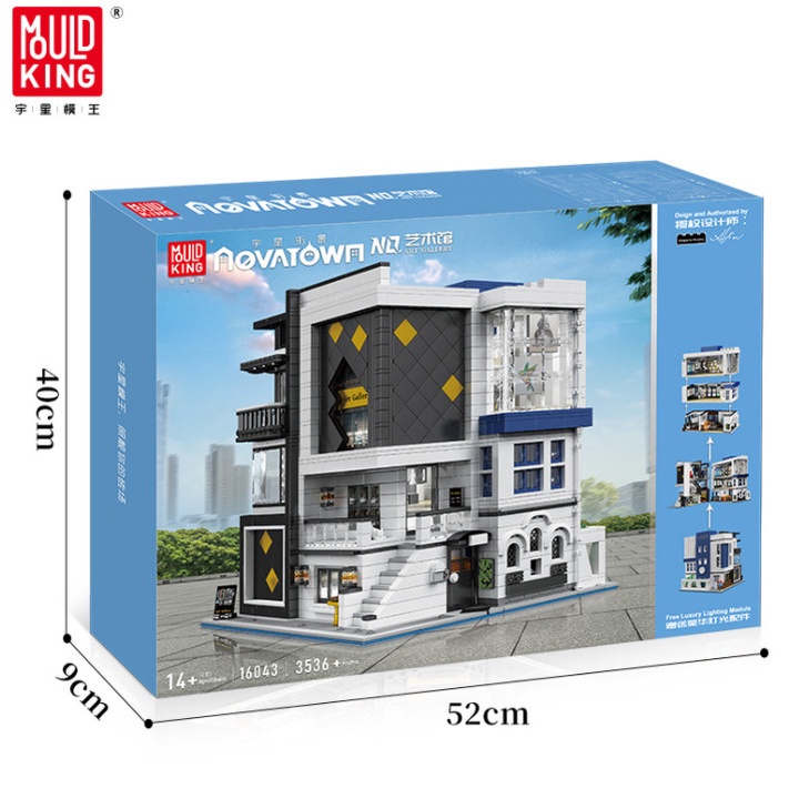 Lắp ráp Mô hình novatown mould king 16043 The  Art Gallery phòng trưng bày nghệ thuật có đèn led