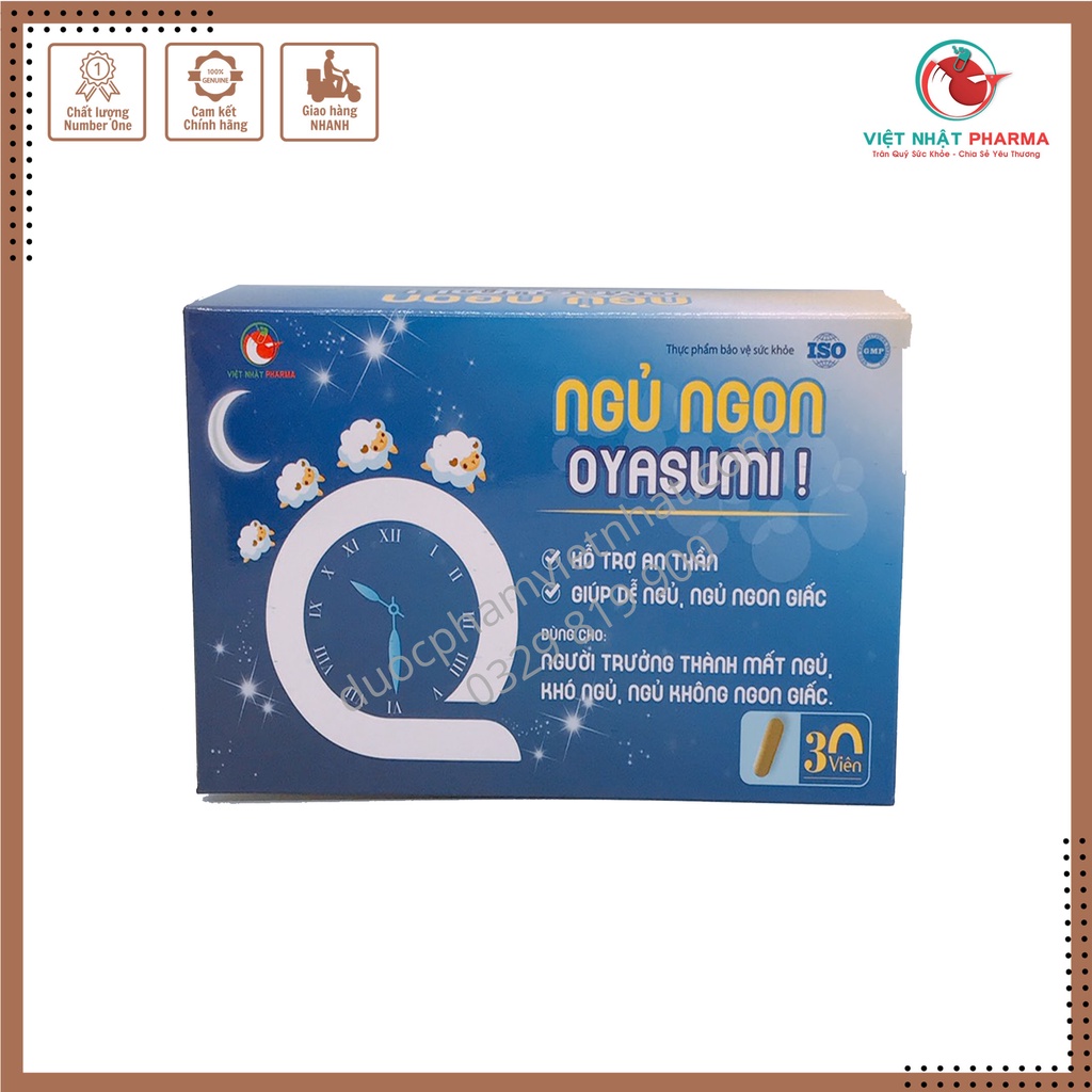 Ngủ Ngon Oyasumi Việt Nhật  hỗ trợ an thần, giúp dễ ngủ, ngủ ngon giấc. Hộp - 3 vỉ x 10 viên