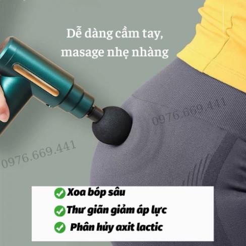 Máy Mát Xa Cầm Tay Súng Massage Toàn Thân 6 Cấp Độ Chuyên Sâu Vai Lưng Giảm Đau Cơ Đèn Rọi Ray ASAKI