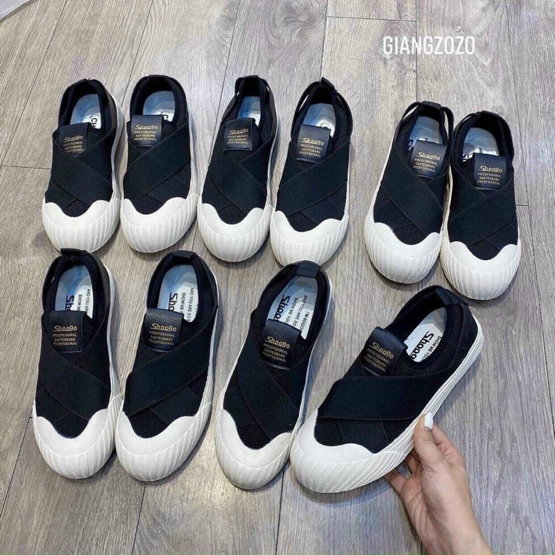 Giày slipon chun chéo mũi sò fullbox