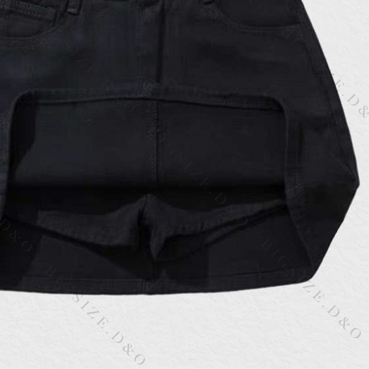 [Bigsize 58-90kg] Quần Váy Jean 2 Nút Dọc, 3 Màu Đen Đậm Nhạt, Lưng Siêu Cao, Co Giãn Mạnh