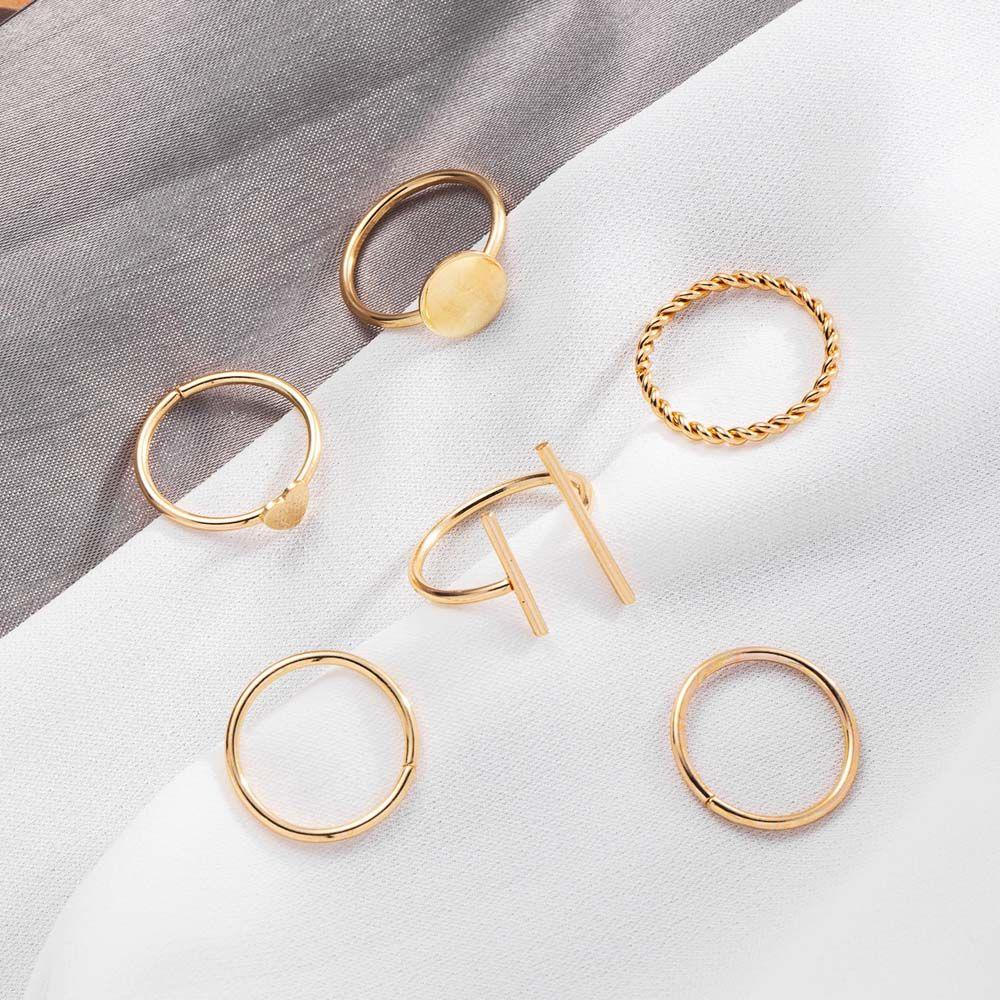 Set 6 Nhẫn Hợp Kim Hình Trái Tim Thời Trang Cho Nữ|Trang Sức Thời Trang Nhiều Màu Sắc|Nhẫn Khớp Ngón Tay Độc Đáo Cá Tính