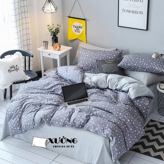 Bộ vỏ chăn ga gối cotton đũi nhật sao xám