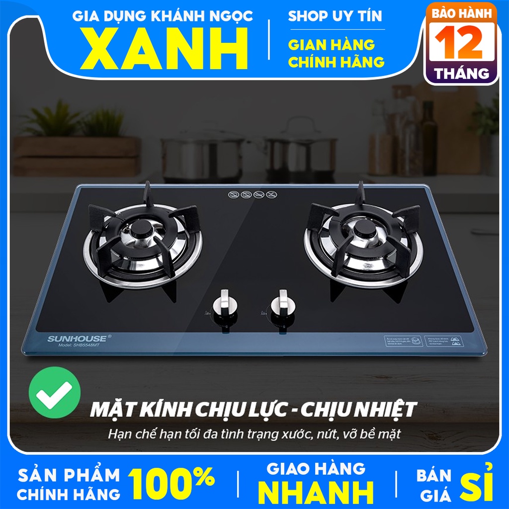 Bếp gas âm Sunhouse SHB5548MT - MỚI 100% ,Tặng dây gas- Đánh lửa IC tạo tia lửa nhạy, đầu đốt đồng thau cho lửa xanh