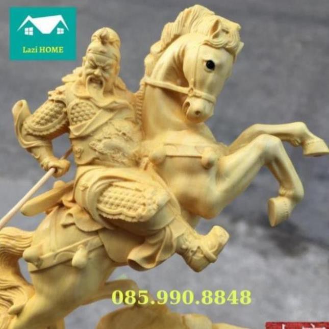 Tượng phật phong thủy gỗ Hoàng Dương cao cấp, Tượng trang trí -M17 Quan Công cưỡi ngựa . .. . .