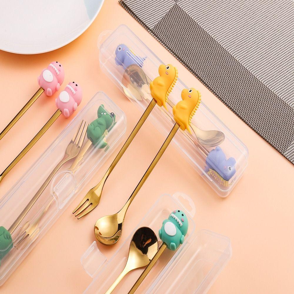 Bộ Muỗng Nĩa Bằng Thép Không Gỉ Hình Phi Hành Gia Hoạt Hình