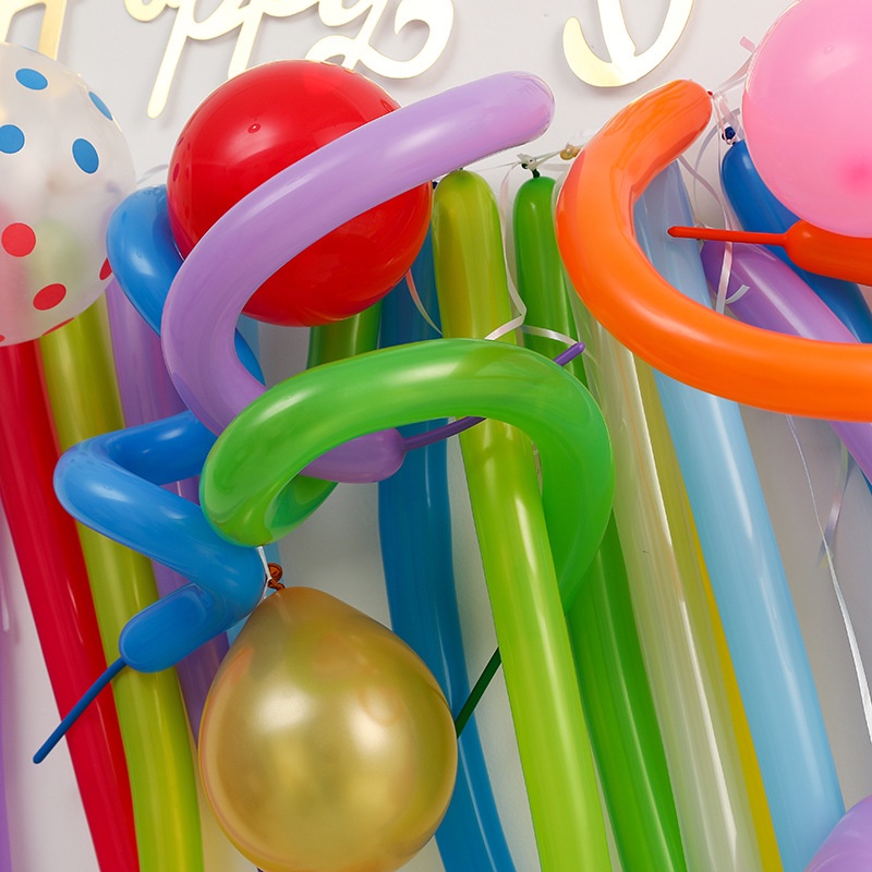 Set 10/ 20 bong bóng latex dài nhiều màu sắc dùng để trang trí tiệc sinh nhật