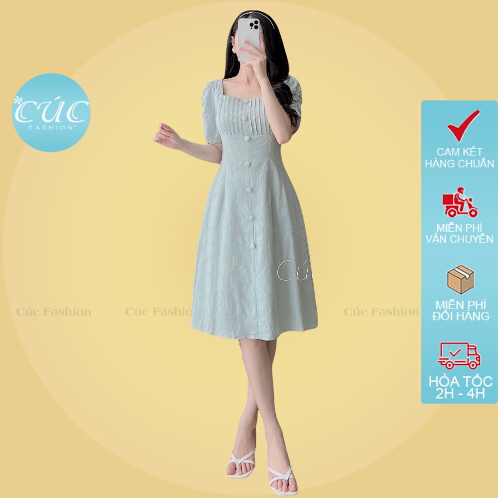 Đầm nữ Cúc Fashion babydoll đẹp vải chất lụa cao cấp trắng nữ nhiều màu đi dự tiệc váy liền thân ly ngực cúc bọc vx693