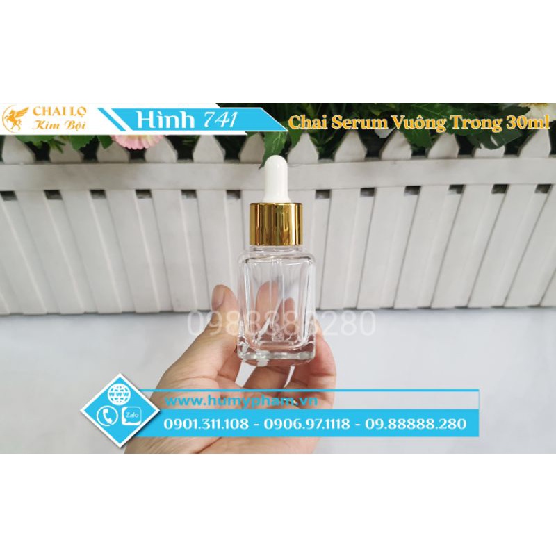 CHAI LỌ CHIẾT MỸ PHẨM - Chai Serum Vuông Trong 30ml