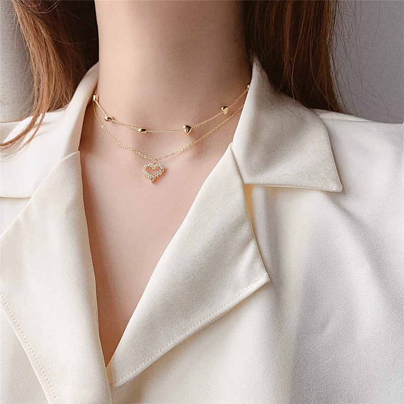 Vòng cổ Nhiều Lớp Mạ Vàng 14K Phong Cách Hàn Quốc Thời Trang