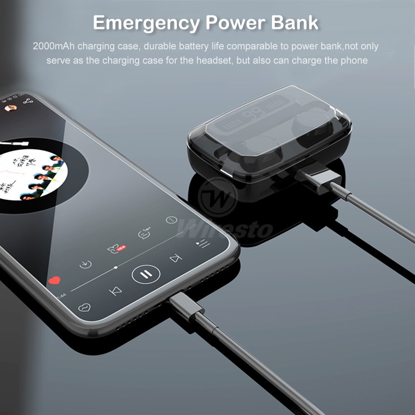 Tai Nghe Không Dây TWS Bluetooth5.0 NEWEST M11, Tai Nghe HIFI IPX7 Chống Nước, Kiêm Sạc Dự Phòng 3300mah