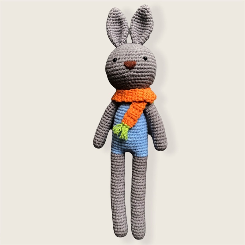 Thỏ xám bông len đan cao cấp dài 40cm🐰| Thỏ xám bông len cao cấp🧶| Thỏ bông cao cấp cho trẻ em | Đồ chơi trẻ em cao cấp🧸