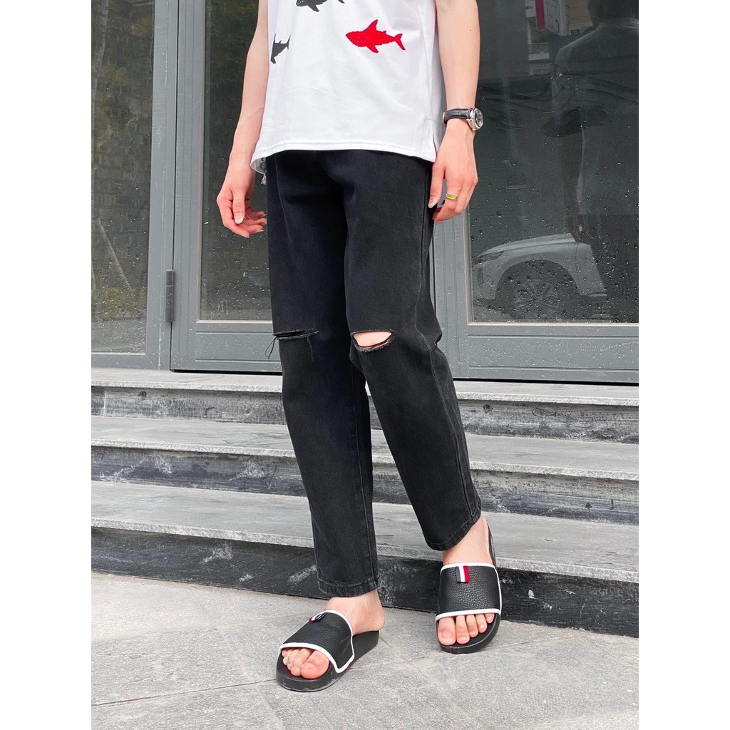 Quần baggy nam chất vải bò from ống đứng cao cấp..