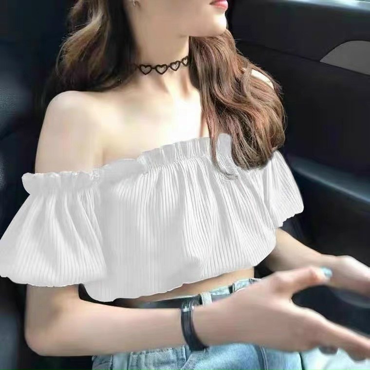 Áo Croptop Trễ Vai Thun Gân Bồng Bềnh A5182