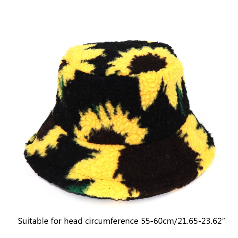 Nón Tai Bèo Lông Cừu Họa Tiết Hoa Hướng Dương Thời Trang
