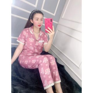 Set Bộ Pijama Gấu Viền Ren Siêu Dễ Thương