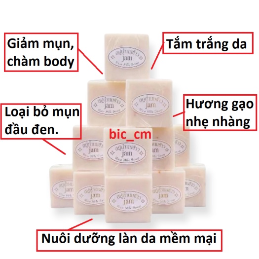 Xà Phòng Sữa Gạo - Xà Phòng Tắm Trắng Da Thái Lan Jam Rice Milk Soap 65gr - An Toàn , Phù Hợp Mọi Loại Da , Thơm Dịu
