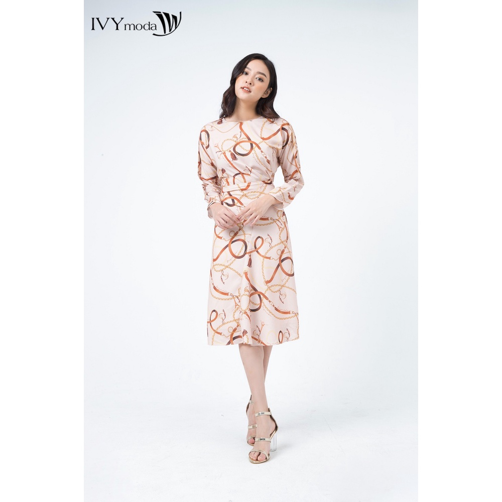 Đầm dài tay họa tiết IVY moda MS 48M4962