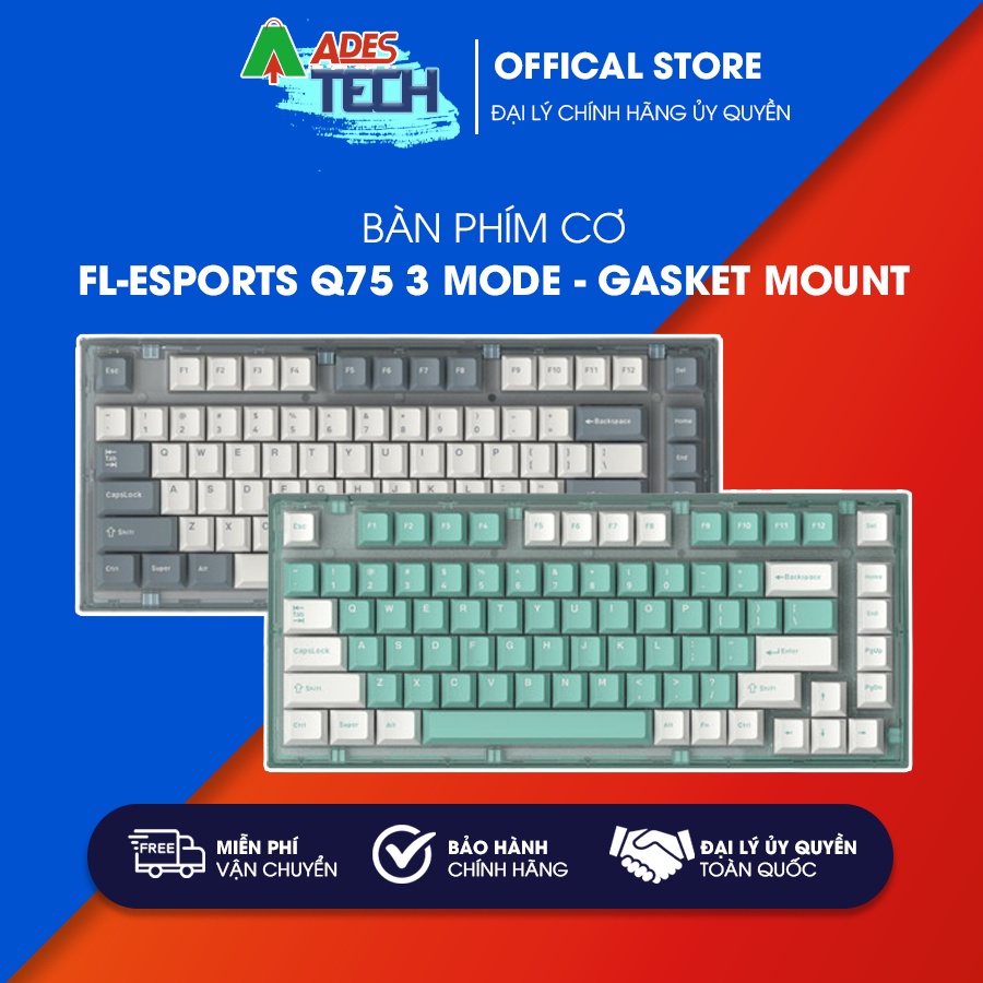 Bàn phím cơ FLEsports Q75 3 Mode Gasket Mount