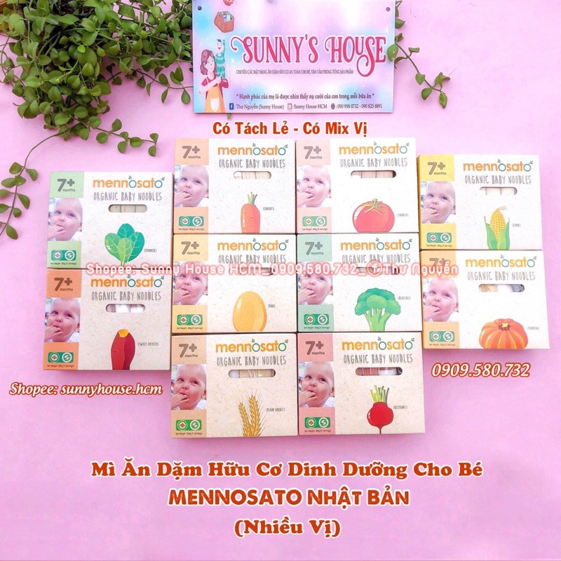 Mì ăn dặm hữu cơ dinh dưỡng Mennosato cho bé từ 7m (mỳ sợi rau củ tách muối)