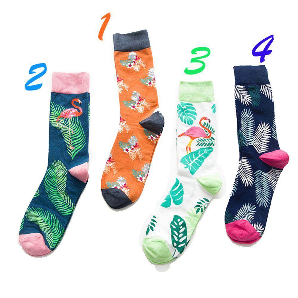Vớ Cotton Giữ Ấm Mùa Đông In Họa Tiết Chim Hồng Hạc Phong Cách Hipster Cổ Điển