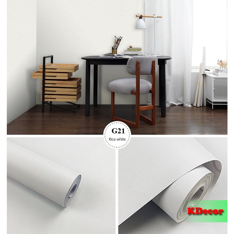 [XẢ] 10m Giấy dán tường MÀU TRẮNG rộng 45cm có sẵn keo
