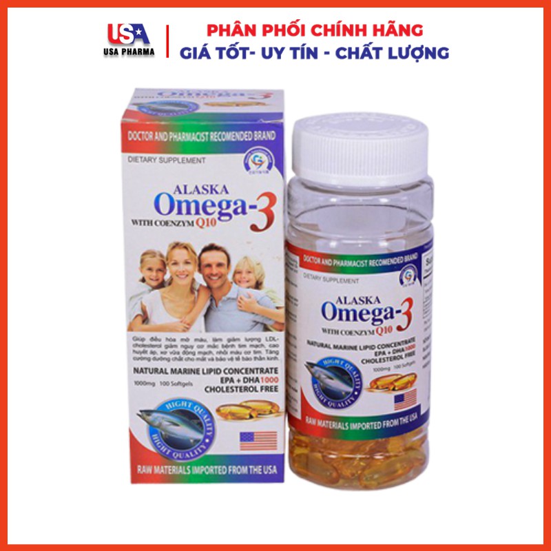 Viên uống Alaska Omega 3 Bổ Não, Tăng Cường Thị Lực, Giảm Nguy Cơ Mắc Bệnh Tim Mạch - Hộp 100 viên