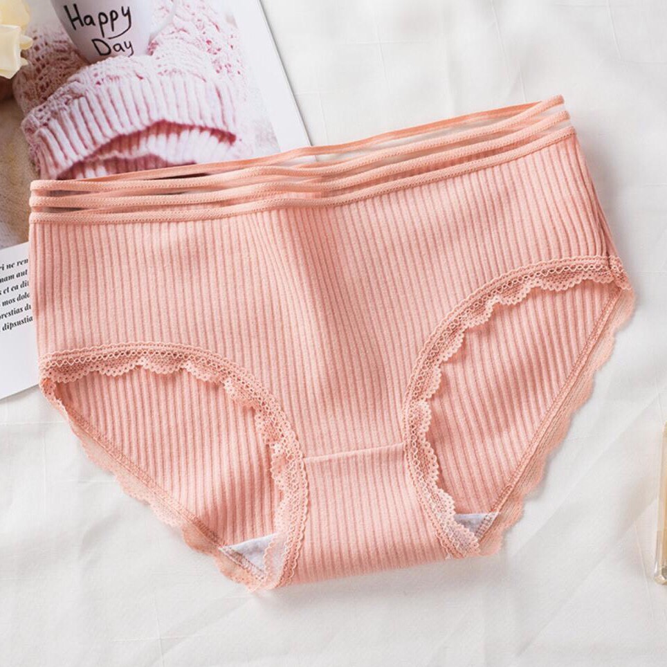 Quần Lót Nữ Cotton Len Tăm Cạp Lưới Phối Viền Ren Sexy Điệu Đà Nhiều Quyến Rũ Hàng Quảng Châu Cao Cấp