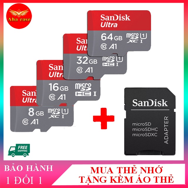 Thẻ nhớ sandisk 4GB/8GB/16GB/32GB/64GB/128GB Thẻ nhớ tốc độ cao dùng cho điện thoại, máy ảnh, laptop