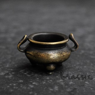 Lư đồng mini đồng thau đúc giả cổ kiểu đồng xưa rất tinh tế - Đồ chơi thiền TU02