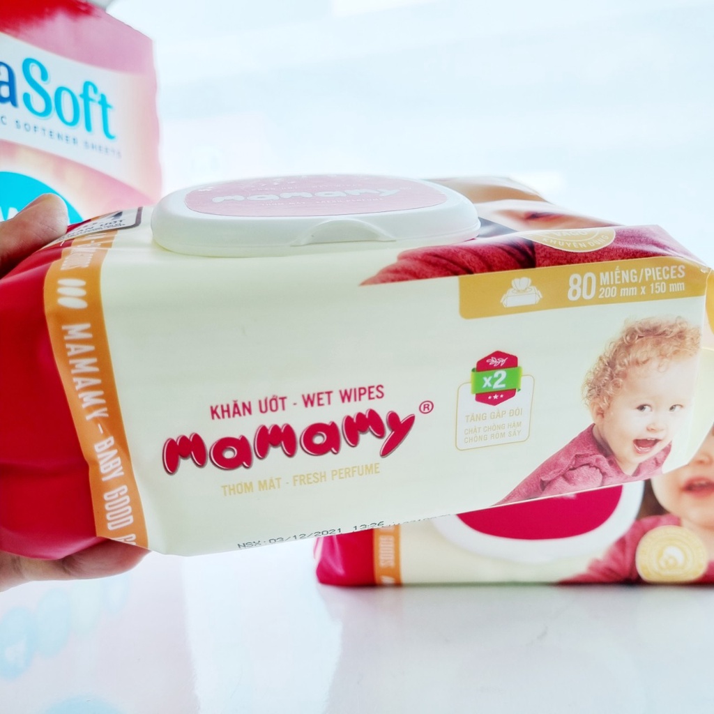 Khăn ướt MAMAMY Wet Wipes Khăn giấy ướt không cồn cho bé (Bịch 30 - 80 Miếng)