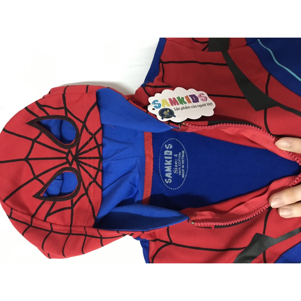 Áo khoác Siêu Nhân Nhện (spider) cho bé mùa Đông - SAMKIDS Size 3