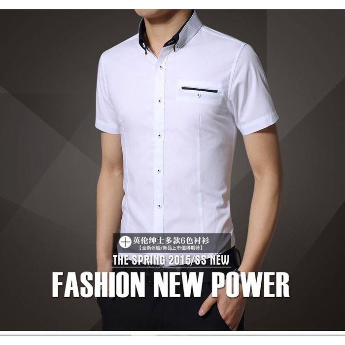 Áo sơ mi nam tay ngắn họa tiết in thời trang chất lượng cao E2S1