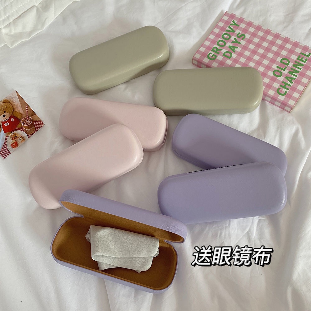 Hộp da PU đựng mắt kính dạng nén phong cách Hàn Quốc thời trang