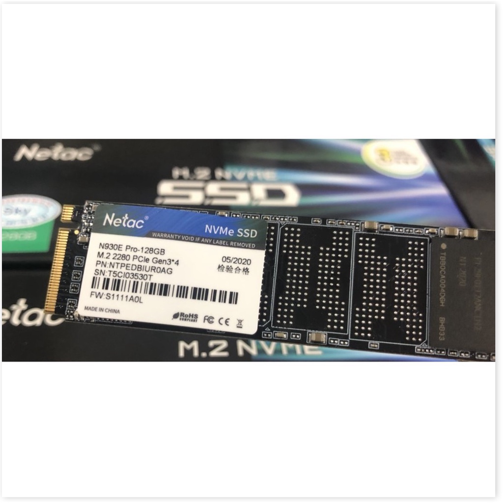 📌 SSD Netac 128GB M.2 2280 NVMe PCIe N930E Pro Gen3*4 Chính Hãng Dùng Cho Laptop PC - Bảo hành 36 tháng 1 đổi 1