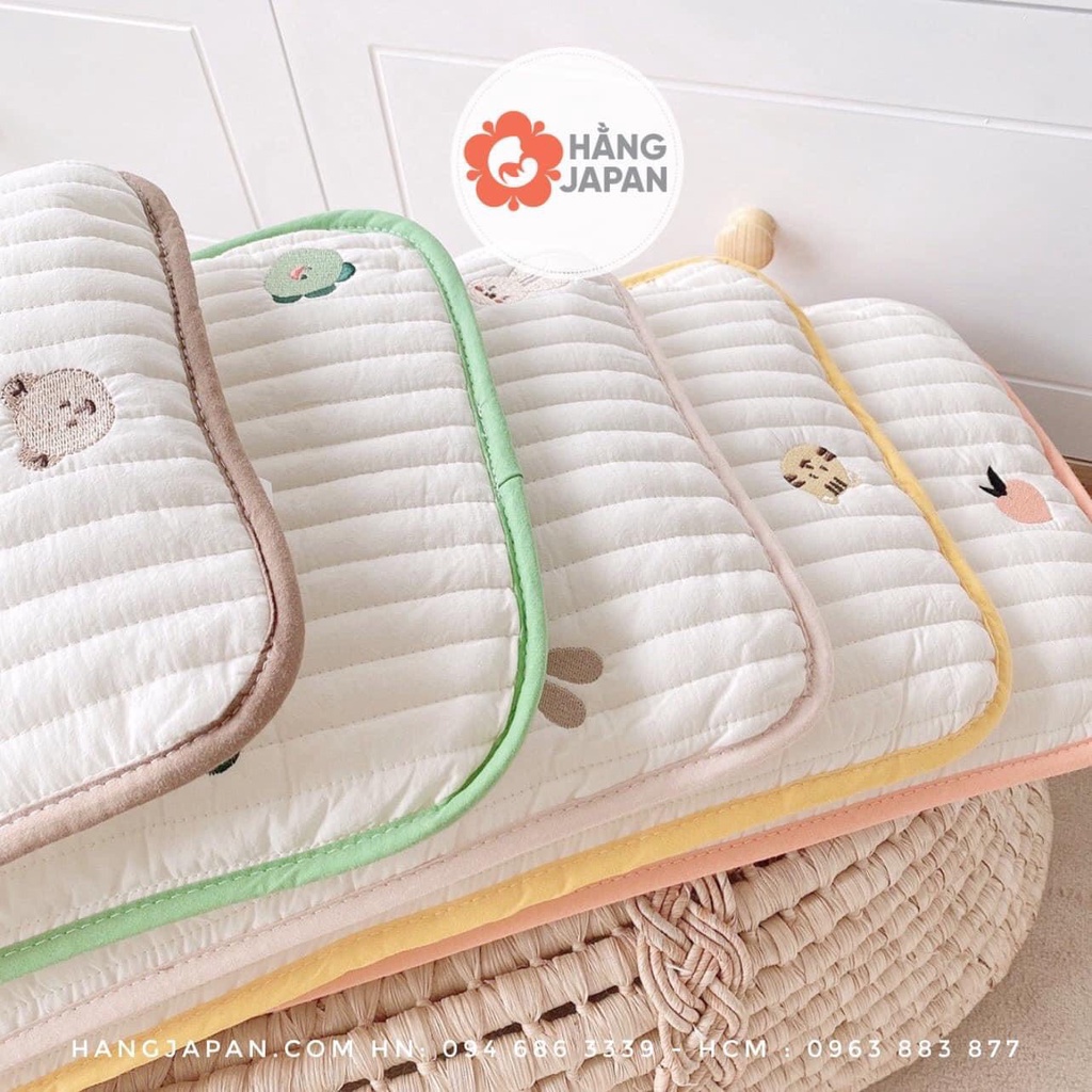 Lót đầu điều hòa có viền Monona hình chữ nhật Cotton Xuất Hàn thoáng mái thấm hút sử dụng 4 mùa cho bé