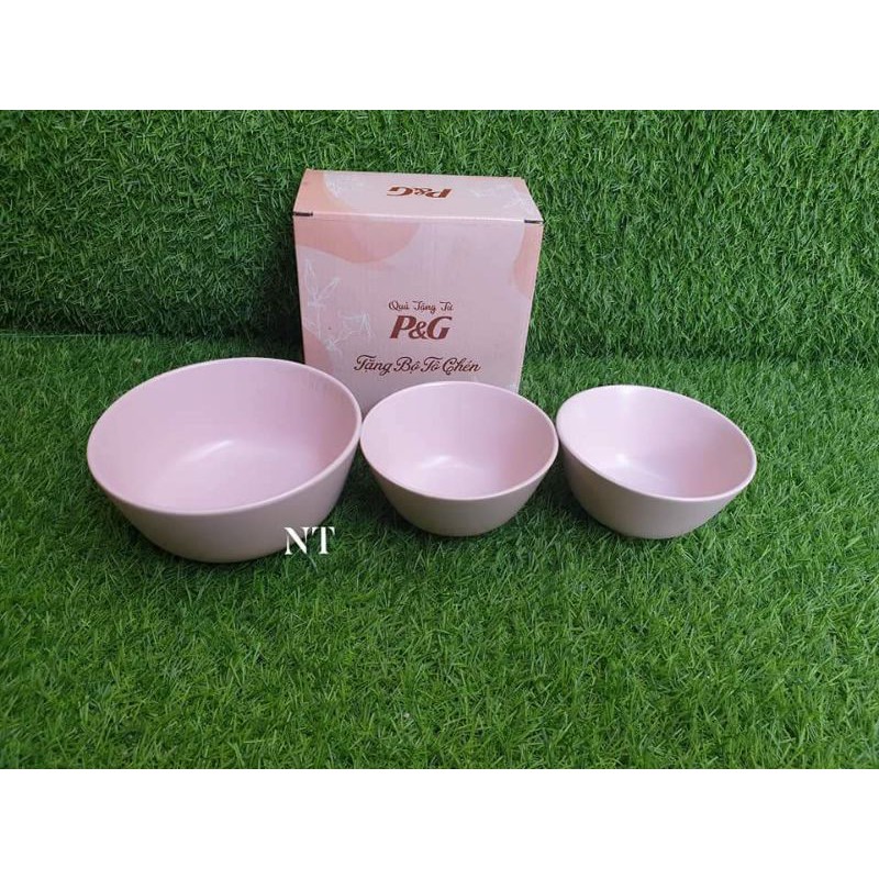 Bộ tô chén sứ Hồng Pastel cao cấp - HKM P&amp;G.